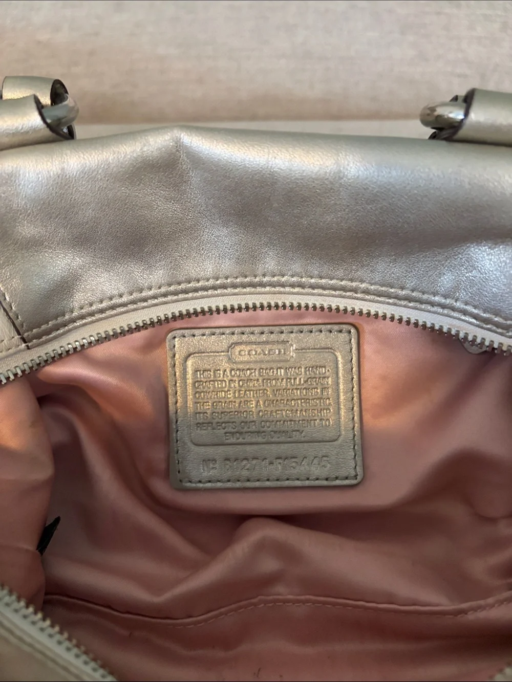 Coach Cream Satchel with Metallic Silver Accents - Picture 2 of 8